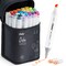 Ohuhu Oahu 40 Colors Alcohol Markers - Chisel & Fine Dual Tips - Double Tipped Art Marker Set for Artists Adults Coloring Illustration